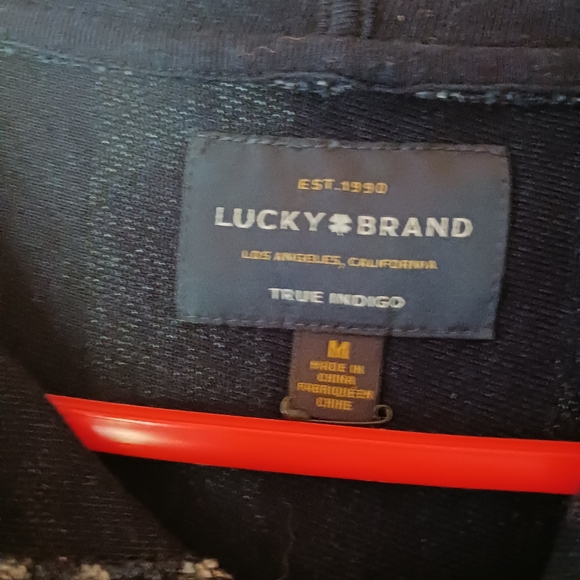 LUCKY BRAND BAJA HOODIE MEDIUM MENS TRUE INDIGO $30 - Picture 2 of 5